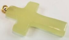 Vintage Crucifix Cross Pendant Alabaster Green MCM 1-1/2