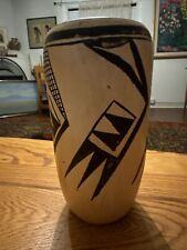 A Quality Early 20th Century Hopi Polychrome Cylinder Vase 7 1/2 X 3 1/2 White picture