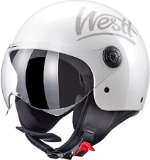 Open Face Helmet - Motorcycle Helmet Moped 3/4 Half Vespa Vintage with Visor- He picture
