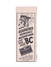 1942 Print Ad BC Headache & Neuralgia Relieve Illustration Vice Grip On Head picture