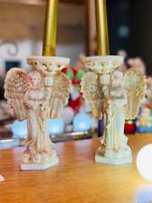 VINTAGE ANGEL CANDLESTICK PAIR CHRISTMAS FAITH LOVE ANGELS HEAVENLY HOME DECOR picture