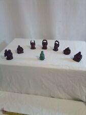 Vintage Buddha's Mini Tall Statues Figurines 7 wooden 1 Jade. Beautiful Cond.. picture
