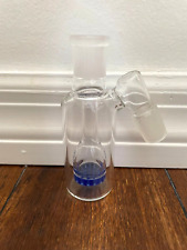 14mm Clear Glass Water Pipe Ash Catcher Honeycomb Perc Blue 45degree picture