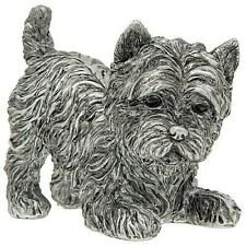 Silver effect playing West Highland Terrier figurine, Westie Dog lover gift picture