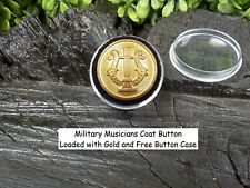Old Rare Vintage Antique War Relic Military Musician Coat Button Loaded w/ Gold picture