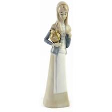 Woman Holding Water Jug Porcelain Figurine In The Style of Lladro 10.75