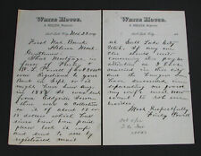 #55 - 2 pgs 1884 SALT LAKE CITY UTAH TERR / WHITE HOUSE letterheads LOSS of WIFE picture