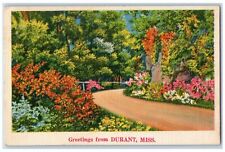 1939 Greetings From Durant Flowers Scene Mississippi MS Posted Vintage Postcard picture