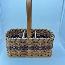 Amish Basket Split Oak Handmade Wood Bottom Tall Handle Dividers Rectangle picture