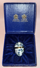 Egg Trinket Box Bilston and Battersea Enamel Halcyon Day Forget Me Not Vintage picture