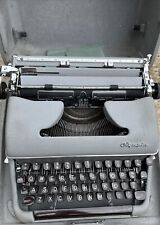 Vtg Rare Gray  Olympia Deluxe SM3 Brown Keys  Typewriter w/ Case Super Clean picture