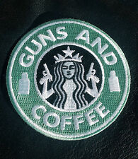 STARBUCKS GUNS & COFFEE EMBROIDERED USA ARMY IRON ON PATCH picture