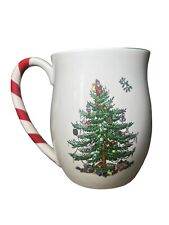 Spode Christmas Tree Peppermint Mug w/ Candy Cane Stripe Handle 14oz Coffee Cup picture