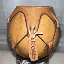 Yerba Mate Argentina Brown Leather Gourd Tea GLASS Cup picture