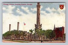Chicago IL-Illinois, Chicago Avenue Pumping Station, Antique, Vintage Postcard picture