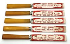Set of  5 Vintage Henry's Original Tomato & Steak Knives Bakelite Handles picture