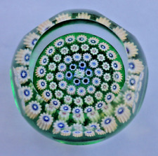 Vintage John Deacons Millefiori Faceted Art Glass Paperweight w/ Label Green picture