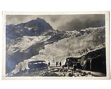 1925 Vtg RPPC Postcard Rhone Glacier Furkastrasse Switzerland Tour Bus Lookout picture