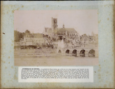 France, Nevers, Cathedral & Bridge Vintage Print Vintage 32x25 Print picture