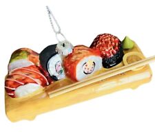 Sushi Glass Ornament Japanese Fish Seafood Asian Japan Rice Wasabi Chopstick picture