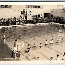 c1940s Group Young Men Swimming RPPC Instruction Real Photo Gay Interest PC A200 picture