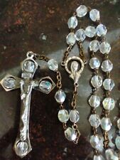 Vintage Catholic Rosary Clear Faceted Glass picture