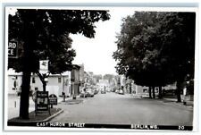 c1940's East Huron Street Mobilgas Bar Firestone Berlin WI RPPC Photo Postcard picture