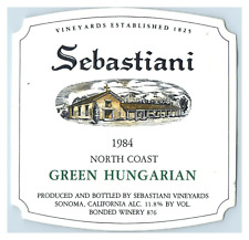 1984 Sebastiani Green Hungarian Sonoma California Wine Label Original S8 picture