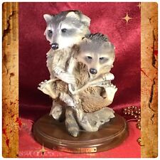MIDNIGHT MISCHIEF RACCOONS RANDALL READING SIGNED SCULPTURE 1252/4000 MILL CREEK picture