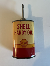 Vintage 3 Fl oz Shell Handy Oil Oiler Oval Can w/ Lead Spout Advertising picture