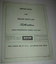 Vintage Service Data Parts List SILVERTONE SEARS PHONOGRAPH 9049 9051 Authentic picture