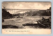 Niagara Falls NY, Upper Steel Arch Bridge, River, New York Vintage Postcard picture