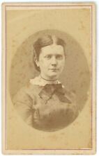 Antique Named CDV Circa 1860'S Beautiful Woman in Dress Husher Terre Haute, IN picture