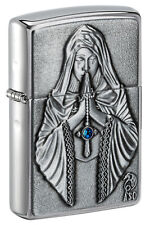 Zippo Anne Stokes Gothic Prayer Emblem Brushed Chrome Windproof Lighter, 49756 picture