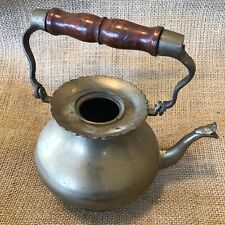 Metal Teapot Vintage has a Snake spout Wood Handle picture