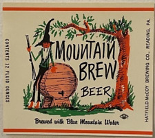 Vintage 1960s Mountain Brew Beer Label, Reading, PA, Hatfield McCoy Brewing picture
