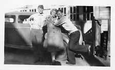Vintage Found Photo 2 Military Men Pretty Women Goofy Pose Old Car Funny picture