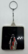 Vintage Art Deco Evans Compact Makeup Enamel Inlay  with Chain, 2