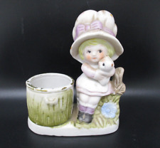 Vintage Planter Kitschy Girl Kitty Toothpick Holder 1970s 1975 Succulent Jasco picture