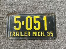 Nice ORIGINAL 1935 Michigan TRAILER License Plate WOW picture