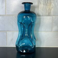 Vintage MCM Holmegaard Kluk Kluk Pinched Blue Decanter Bottle No Stopper picture