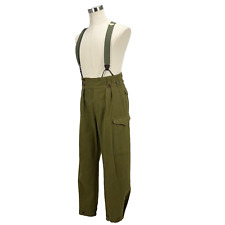 Mens VTG 1951 R Lapidos Military Green 33 X 31 Wool Trousers + Suspenders Korean picture