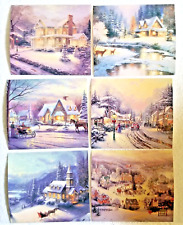 Thomas Kinkade Postcards Holiday Christmas Winter Themed Set of 6 Un-Used NEW picture