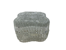 Vintage Small Glass Square Trinket Dish Jewelry Box  With Lid Retro Decor picture