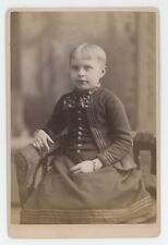 Antique Circa 1880s Cabinet Card Beautiful Little Girl in Dress Willimantic, CT picture