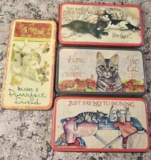 Vintage Lot Of 4 Cat Refrigerator Magnets, Spoiled Cats, Say No To Ironing, Etc picture