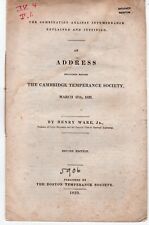 1832 Pamphlet Address to Cambridge Temperance Society by Henry Ware, Jr. picture
