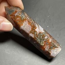 Carnelian Moss Agate Point Tower Crystal 3.21inTall 58g picture