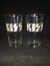 Kiss Hand Etched (with a Dremel) Pint Glasses Set Of 2 Hand Made 16oz picture