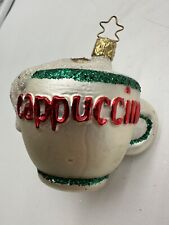 INGE GLAS CAPPUCCINO COFFEE CUP MUG ORNAMENT GERMAN GLASS CHRISTMAS CAFE GIFT picture